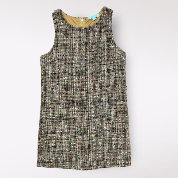 She + Sky Tweed Knit‎ Short Mini Dress Womens Small  Brown Gold Fall Boho - Picture 1 of 6